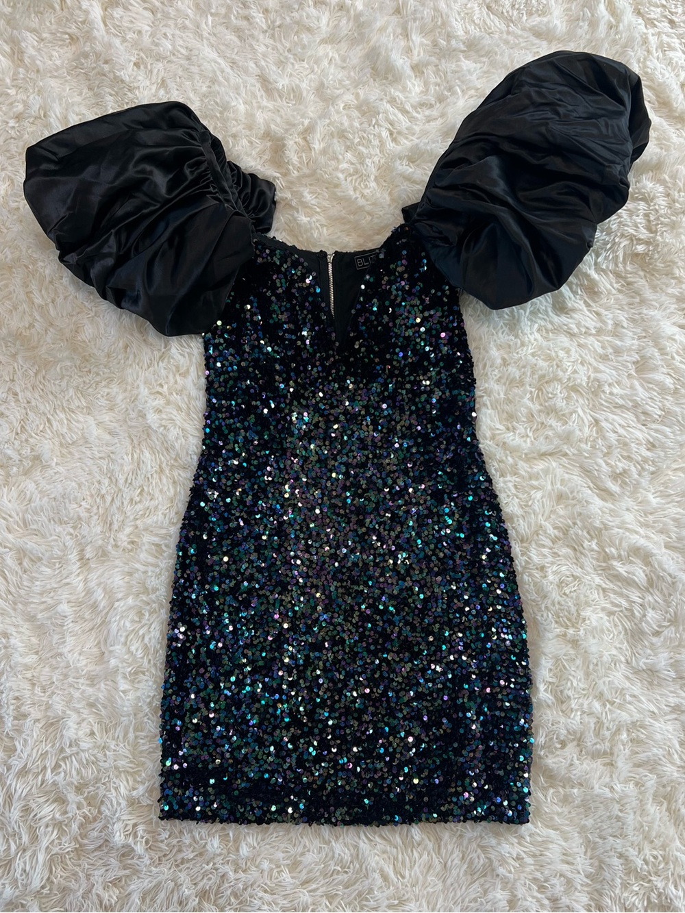 BLITHE Black Sequin Mini Dress